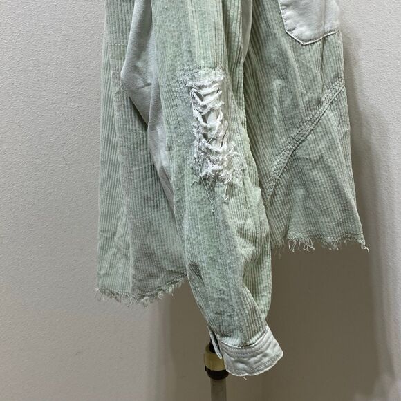 We The Free Corduroy Distressed Button Down Long Sleeve Shirt Women's Size XS - Picture 5 of 8